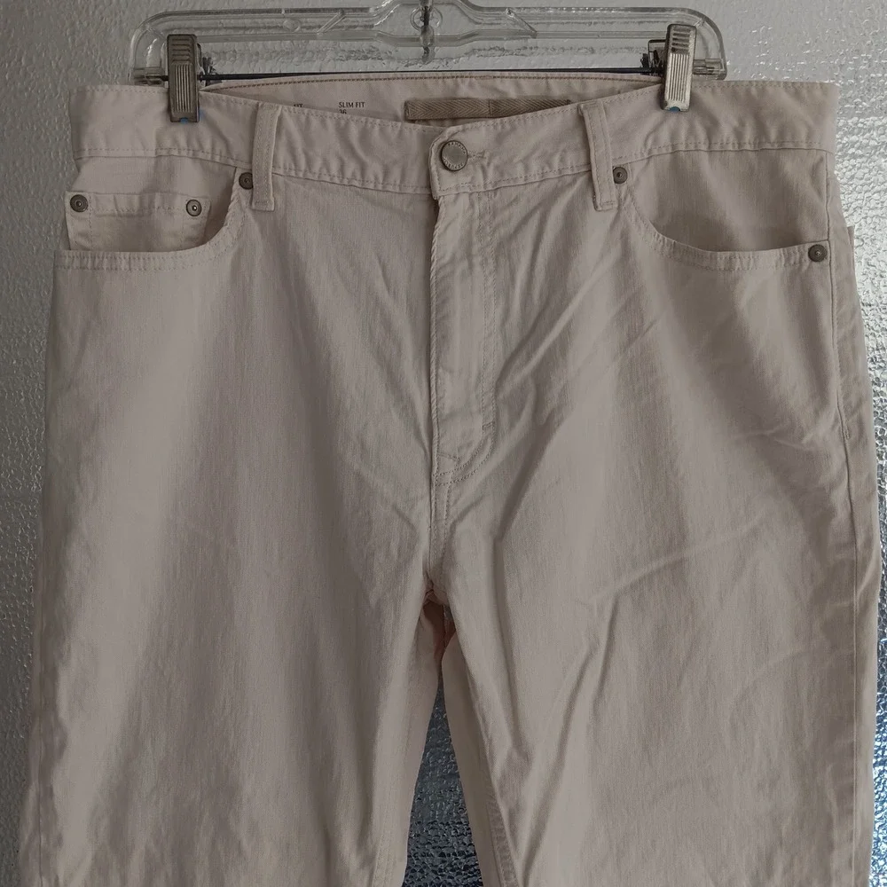 Banana Republic Slim Fit Pants Mens 36x32 Beige Linen Cotton Blend